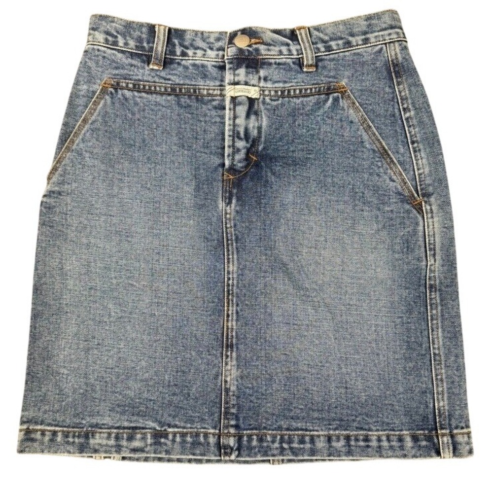 VTG Marithe Francois Girbaud Blue Denim Mini Skirt Size 26 Hip Hop Skater NEW‎
